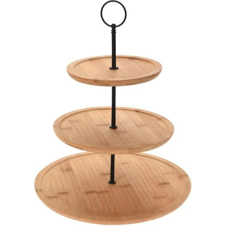 Bambus-Etagere Runde Servierregal 3-stöckig Ø28xH35cm
