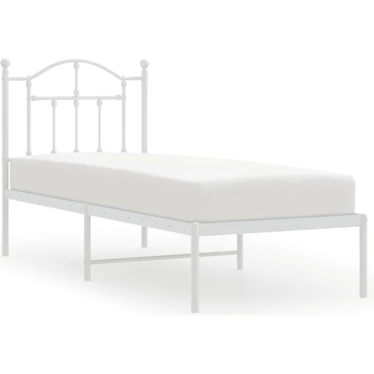 vidaXL Metallbett ohne Matratze mit Kopfteil Weiß 75x190 cm 353478 – Bild 8