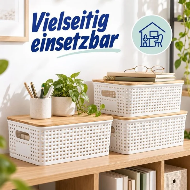 Relaxdays Aufbewahrungsbox mit Bambusdeckel im Set – Bild 7