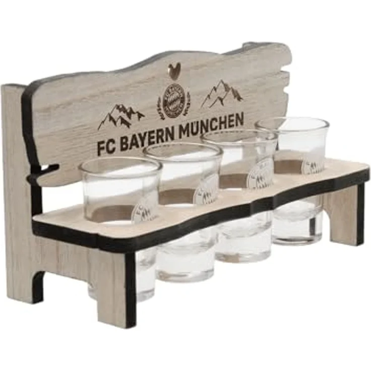 FC Bayern München Gläser-Set FC Bayern München I Schnapsbank-4er I Schnapsgläser I Stamperl, Glas – Bild 2