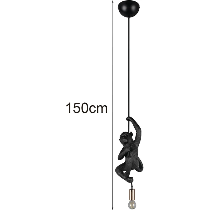 Kleine LED Pendelleuchte einflammig Affenlampe Schwarz, Breite 14,5cm – Bild 4