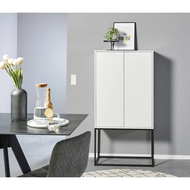 Barschrank >Bar 3< 10 Fächer, Halterung für Weingläser, Weiß matt - 79x156x38cm (B/H/T) – Bild 7