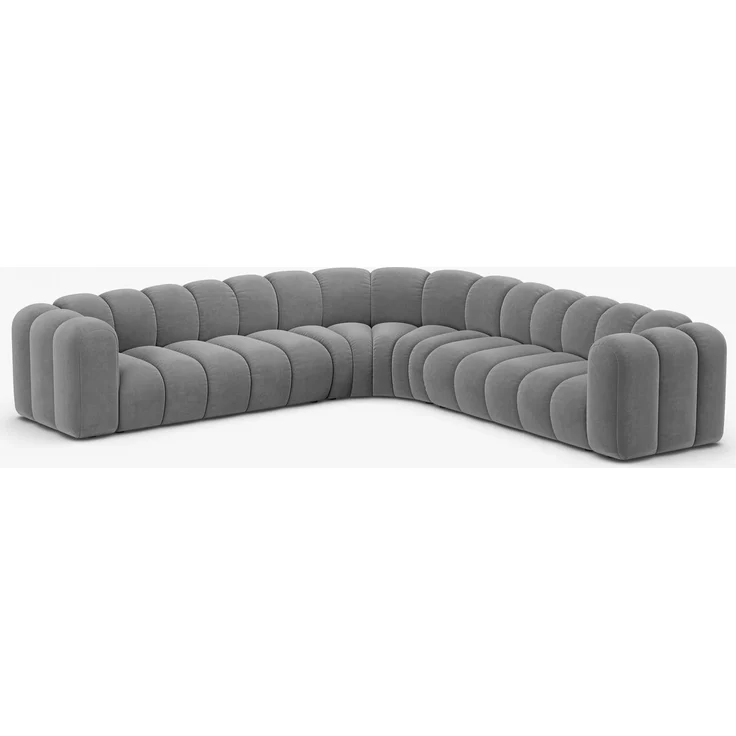 Micadoni symmetrisches Ecksofa Lupine 5-Sitzer Samt Venus Hellgrau – Bild 5