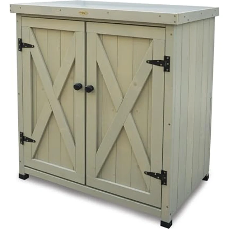 HABAU Gartenschrank "Laura" aus Holz, mit Arbeitsplatte, Grau, 80 x 45 x 92 cm – Bild 10