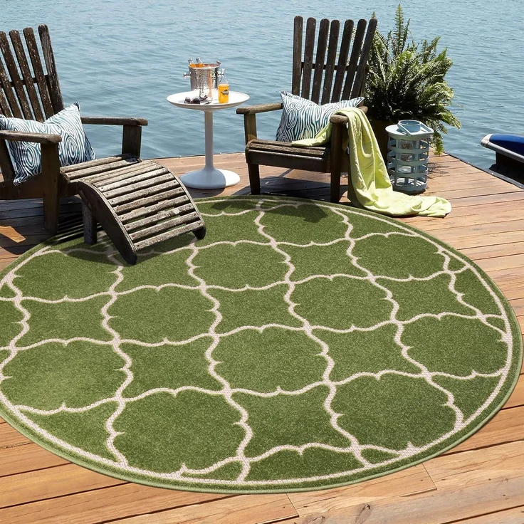 Sanat 'Berlin' Teppich, Höhe: 6 mm, In -und Outdoor geeignet, Grün, 150 cm Rund – Bild 3