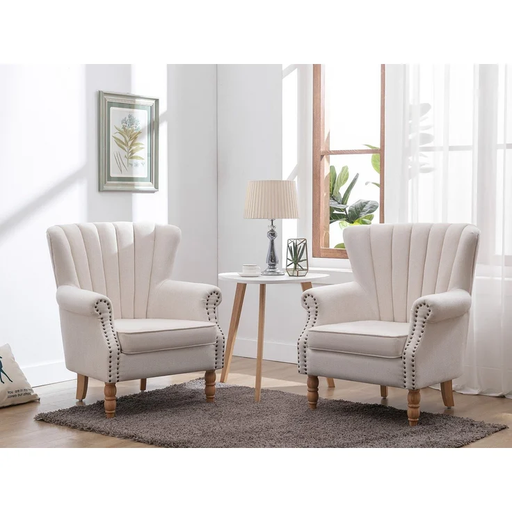 Vente-unique - BATOUMI - Sessel mit gerader Rückenlehne - Holz, Platte - Holz - Cremefarben - 78 x 72 x 90 cm – Bild 2
