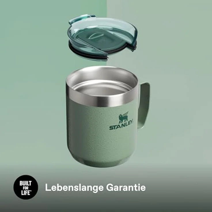 STANLEY 1913 Classic Legendary Camp Mug Thermobecher 0.35L - Hält 1.5 Stunden Heiß - 3 Stunden Kalt - BPA-Frei - Spülmaschinenfest - Edelstahl Kaffeebecher To Go - Hammertone Green – Bild 8