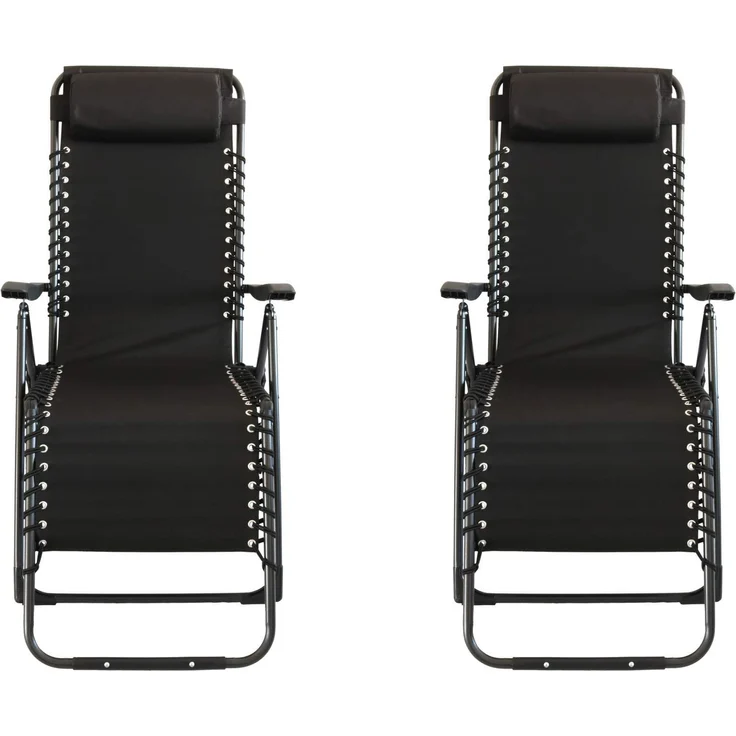 Kynast 2 x Garten Relax Liegestuhl Kopfkissen Black Klappstuhl mit Kopfpolster – Bild 1