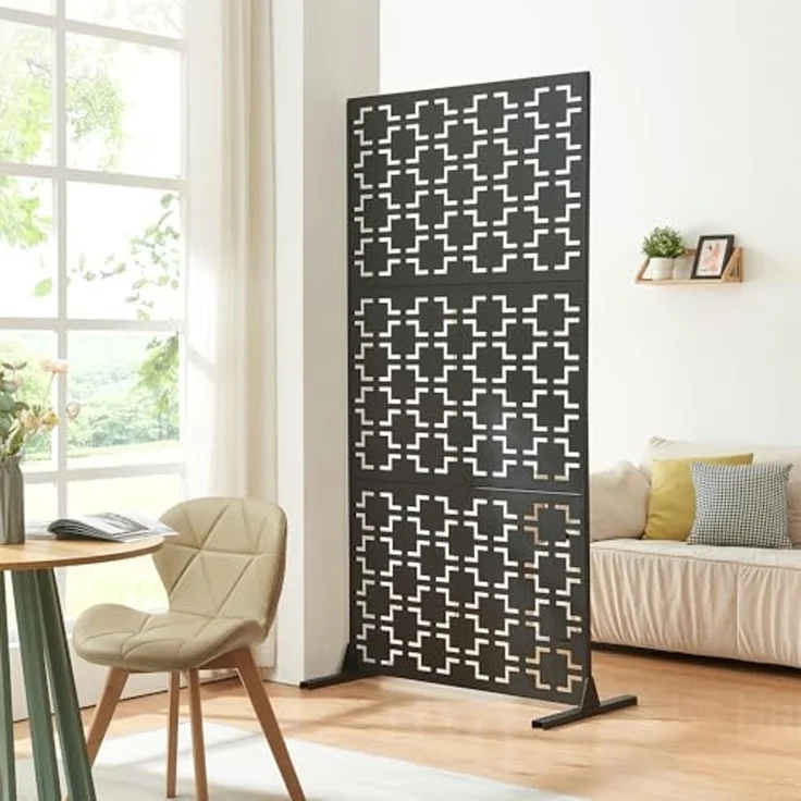 Indoor Trennwand Aaskis Stahl 200x100x50 cm Schwarz [casa. pro] – Bild 1