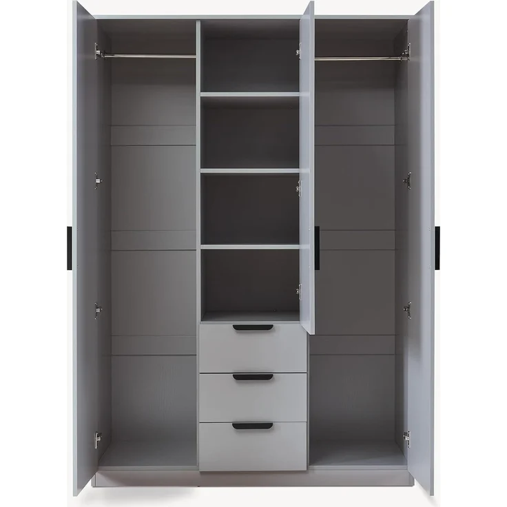 Kleiderschrank Eiselfing 176x120x52 cm 3 Schubladen Grau [en. casa] – Bild 7