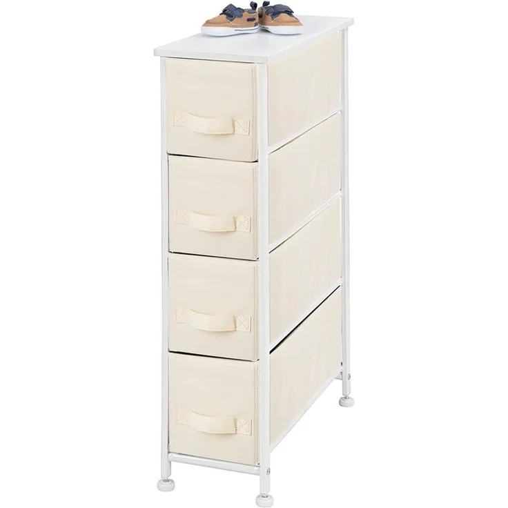 Stoffkommode Schrank Organizer 4 Fächer Aufbewahrungssystem mDesign creme/weiß – Bild 7