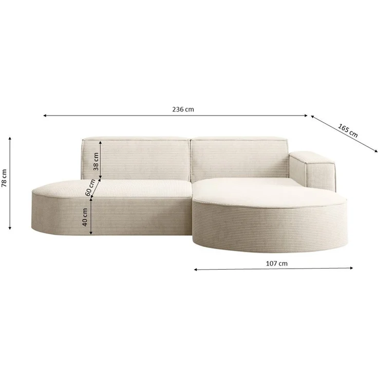 Kaiser Möbel Ecksofa Designer MODENA STUDIO L stoff Poso, Neve, Quelle – Bild 3