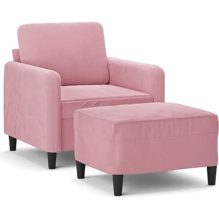 vidaXL Sessel mit Hocker Rosa 60 cm Samt 3201167