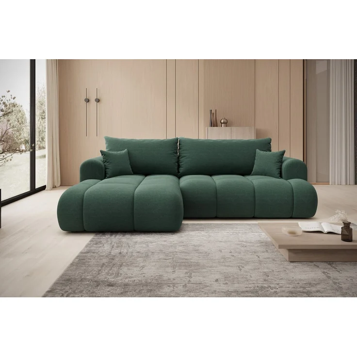 thematys Ecksofa TREVIO 260 x 165 cm, mit Schlaffunktion, mit Bettkasten, Grün (Element 12), Ausrichtung links – Bild 3