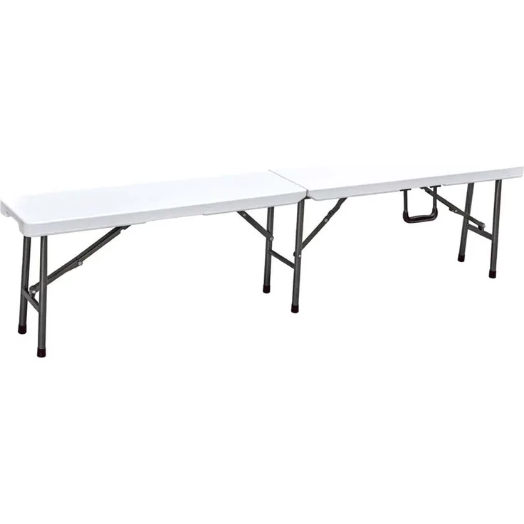 Faltbank, Stahl, weiß, Klappbar, grau, Tragegriff, H 43 cm