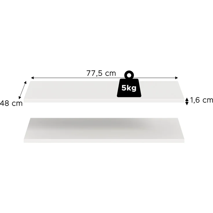 Xonox Zubehör Einlegeboden, 2er Set, Weiß, 78x2x48 cm – Bild 3