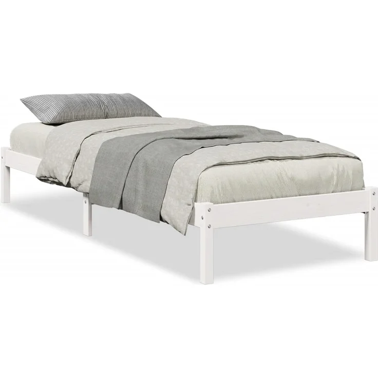 vidaXL Massivholzbett Extra Lang ohne Matratze Weiß 90x210 Kiefernholz 852403 – Bild 1
