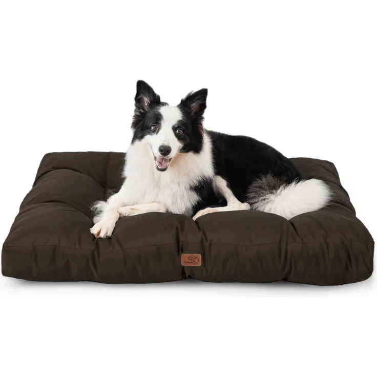 BEDSURE Hundekissen Grosse Hunde waschbar - 91x68 cm hundematratze L für große, mittelgroße Hunde Outdoor gepolstert Hundematte braun in 10cm Höhe