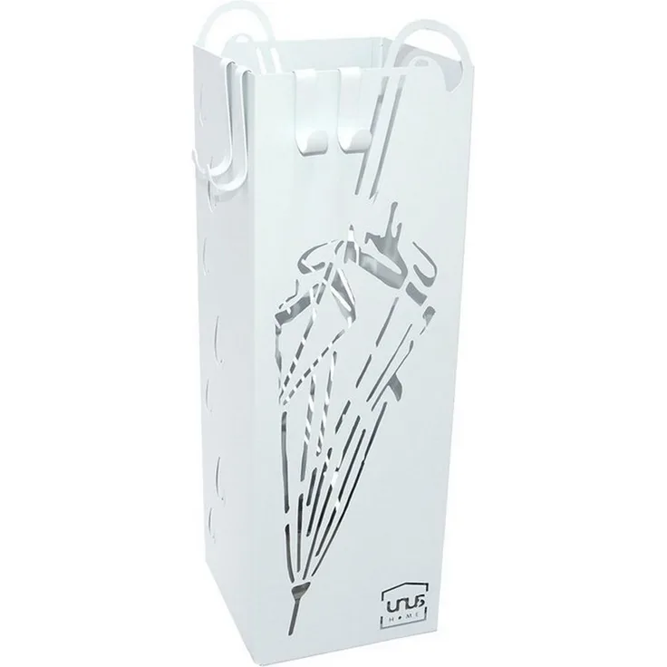 UNUS HOME Schirmständer mit Abtropfschale, Regenschirm-Dekor (49 x 15,7 x 15,7 cm (HxBxB), Metall 4 Haken, Regenschirmständer, Regenschirmhalter, Schirmständer