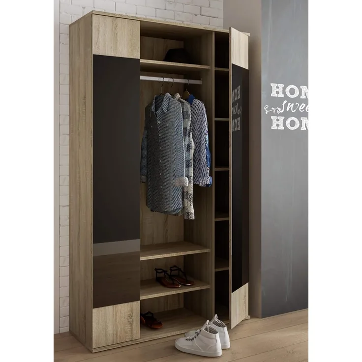 Garderobenschrank IZA Dielenschrank 115x40s195cm sonoma eiche mit Spiegel