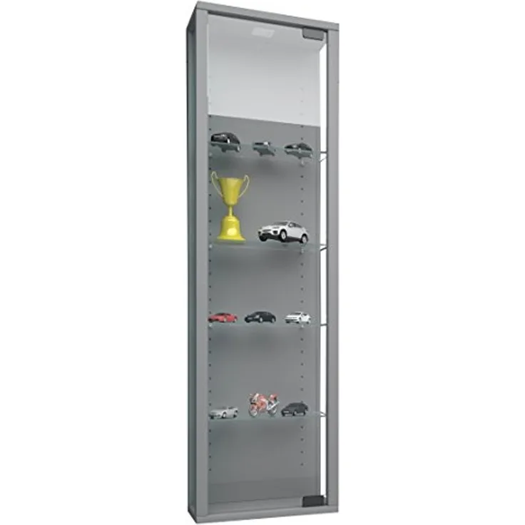 VCM Wandvitrine Stano 911788 Silber H. 115 x B. 33 x T. 18 cm