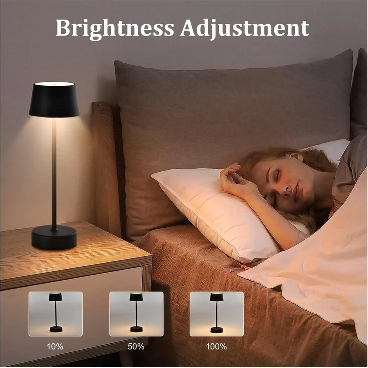 LQWELL LED Tischleuchte Kabellos Akku, Touch Tischleuchte,mehrere Helligkeitsstufen, LED fest integriert, Warmweiß, LED, Stromsparend, 3 Helligkeitsstufen, Batteriebetrieb möglich – Bild 2