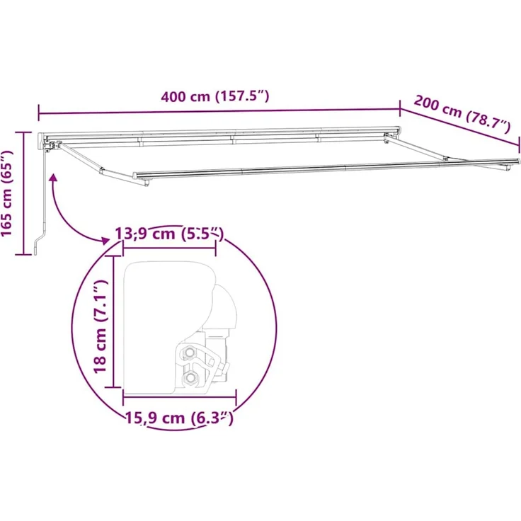 vidaXL Markisenrahmen Mehrfarbig 400 x 200 cm 3329829 – Bild 12