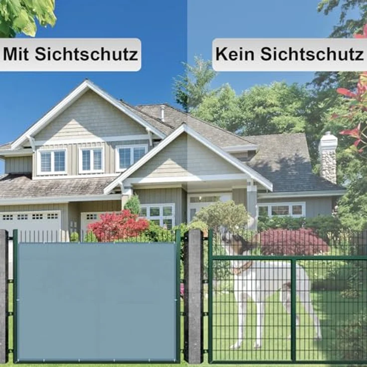 AXT SHADE Balkon Sichtschutz Wetterfest 90x500 cm Balkonverkleidung Balkonabdeckung Balkonbespannung Blickdichte Windschutz und UV-Schutz mit Kabelbinder für Balkongeländer-Graublau – Bild 6