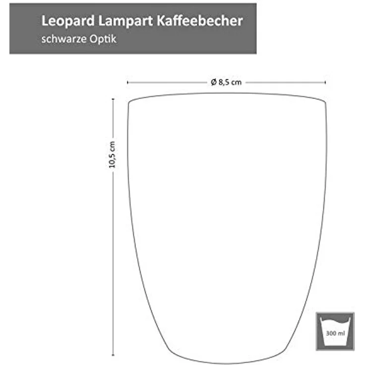 MamboCat Becher MamboCat 6er Set Kaffeebecher ohne Henkel Leopard Lampart Nero schwarz – Bild 6
