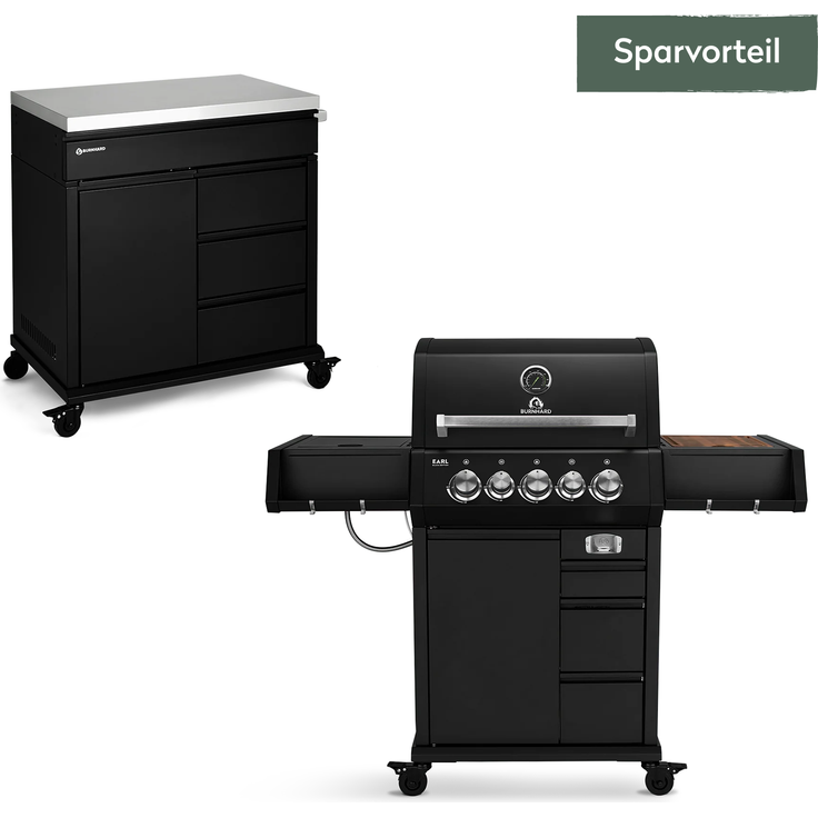 EARL 3-Brenner Gasgrill mit Grill Beistellwagen und Gusseisen Grillrosten Set 3-tlg. - Multi-Color - #946476 – Bild 9