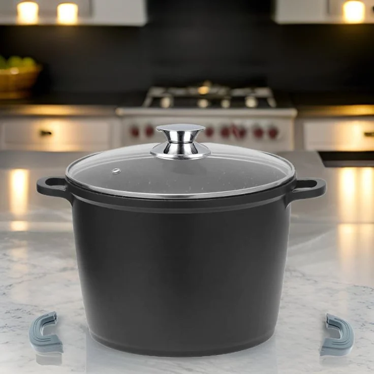 Tiefer Kochtopf mit Glasdeckel & Silikongriffe, ø32 cm - 15 L - Antihaft – Bild 5