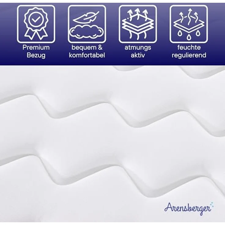 Arensberger LENA Federkernmatratze, 90x200cm, Höhe 21cm, Härtegrad H3, HR Taschenfederkern mit Memoryschaum, Rollmatratze – Bild 3