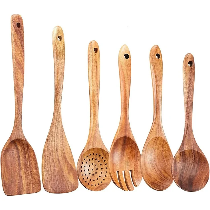 Faizee Möbel Kochbesteck-Set Holz-Kochutensilien-Set: 6-teiliges Set für alle Ihre Kochbedürfnisse (6-tlg) – Bild 1