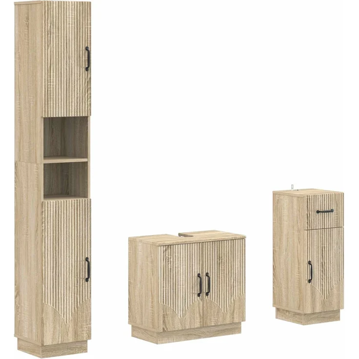 vidaXL 3-teiliges Badezimmer-Schranksystem HOORN Sonoma-Eiche 3417875 – Bild 2