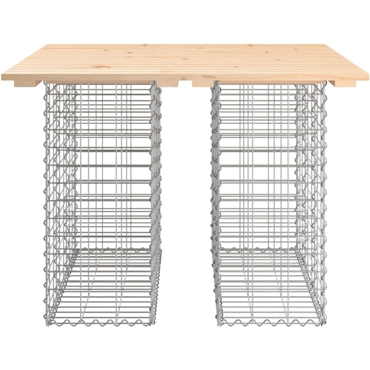 DELUKE® Gartenbank Gabionen TELLE aus Stahl 100x102x72cm Kiefernholz Natur, 30cm Gabionenbreite Gabionenbank Gartentisch aus Gabionen Steinkorb Gabionengitter Ziergabione Drahtkorb befüllbar – Bild 4