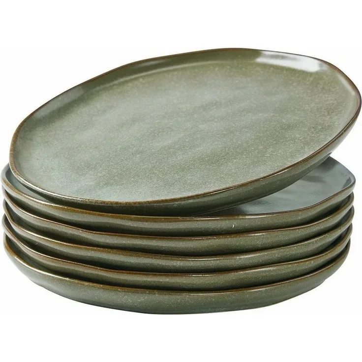 Mirabeau Geschirr-Set Teller 6er Set Biarré türkis/braun, Steinzeug