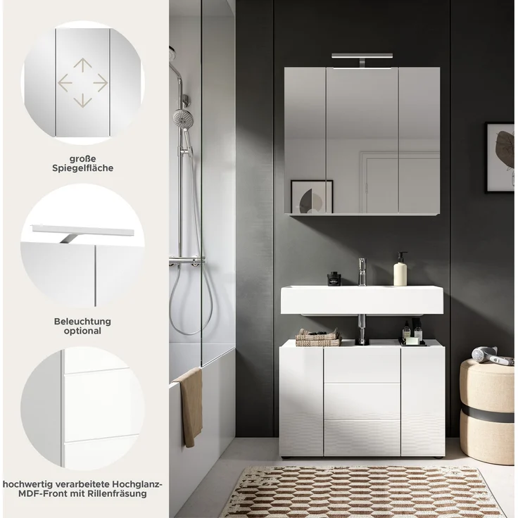 Badezimmerset Vira III - Weiß / Weiß Hochglanz – Bild 8