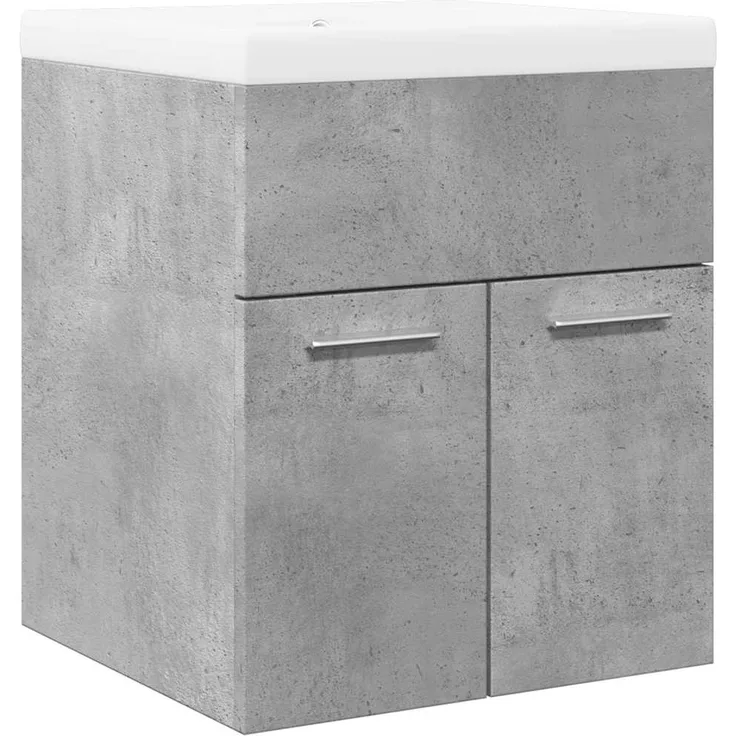 vidaXL 2-tlg. Badmöbel-Set Betongrau Holzwerkstoff 3324857
