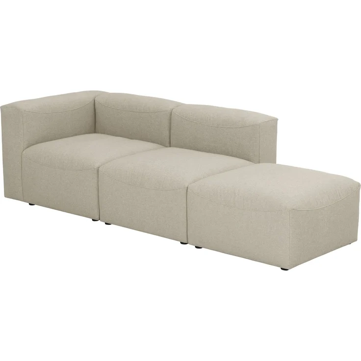 Sofa 2-Sitzer mit Hocker rechts Kattrina Flachgewebe creme – Bild 3