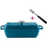 Sallys Brotbackform Hochwertiger Gusseisen-Bräter & Brotbackform Baba – 2,8 l rechteckig, (ideal zum Brotbacken & Braten, flach & gleichmäßig hitzebeständig Grill/Backofen), 38,6×13,6 ×14,5 cm / 2,8 l, Vollgusseisen mit Emaille