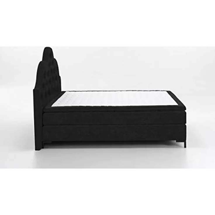 Atlantic Home Collection Boxspringbett CARO LUXE, 140x200 cm, inklusive Topper (Härtegrad H2), Nachtschwarz – Bild 5