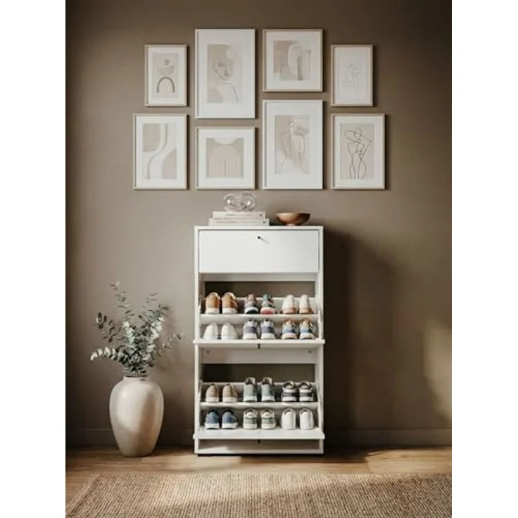 Schuhkipper >Lüneburg< in weiß, Holzwerkstoff - 58x111x25cm (BxHxT) – Bild 6