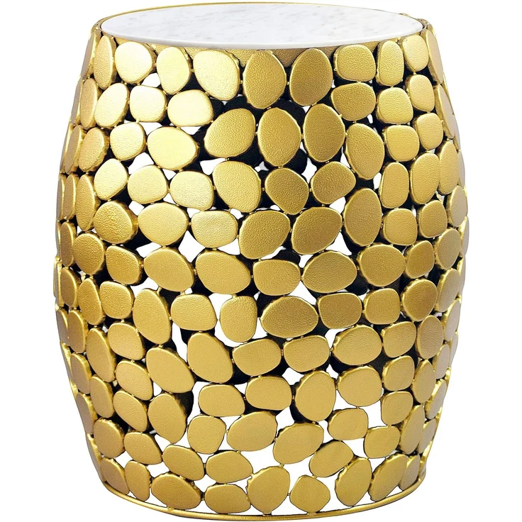 FineBuy Design Beistelltisch rund 40cm aus Aluminium & weißer Marmor Tischplatte – Couchtisch Alu – Metall Wohnzimmertisch Dekotisch Handmade – Bild 6