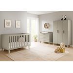 Pinolino 'Tami' Kinderzimmer-Set, breit groß, 3-tlg., Gitterbett, Wickelkommode, Schrank, Holz Beige