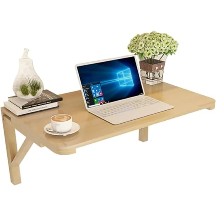 MM MELISEN Klapptisch, Kleiner, Platzsparender Schwimmender Schreibtisch, Zusammenklappbarer Computertisch Aus Massivholz, an der Wand Montierter Klapptisch für Arbeitszimmer, KüChe, WäScherei Usw – Bild 6