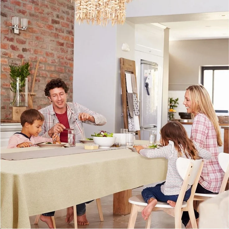 Deconovo Tischdecke Leinenoptik Tischwäsche Wasserabweisend Tischtuch Abwischbar (1er Set, pflegeleichte Tischdecken rechteckige Table Cloth), Lotuseffekt – Bild 2