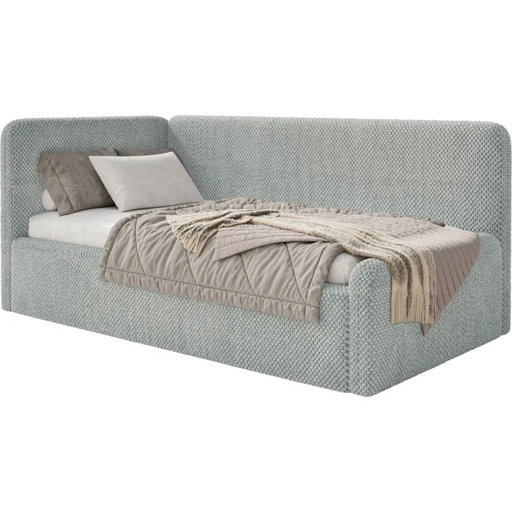 Selsey Fanko –Jugendbett 90x200 cm mit Kopfteil links, Plüsch, Grau