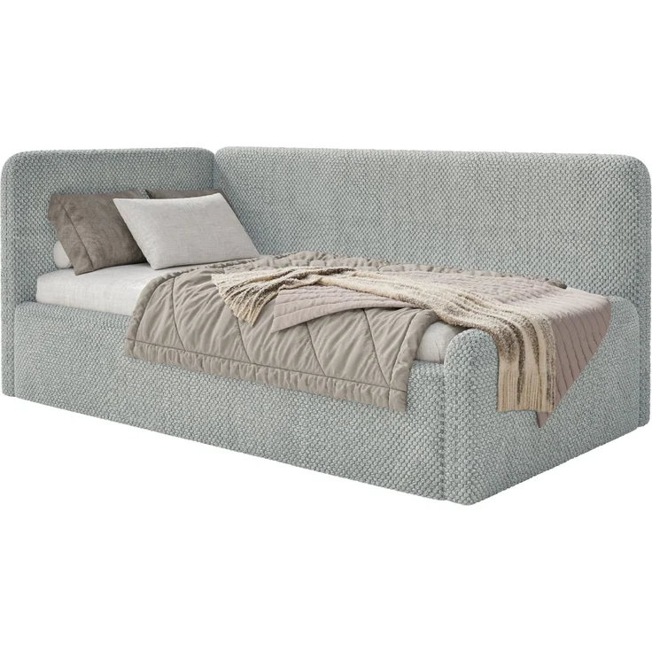 Selsey Fanko –Jugendbett 90x200 cm mit Kopfteil links, Plüsch, Grau – Bild 1