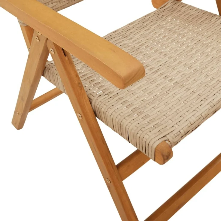 vidaXL Gartenstühle 2 Stk. Beige Massivholz Akazie und Poly Rattan 367653 – Bild 6