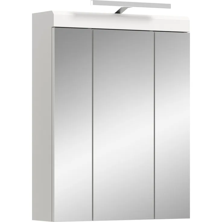 Xonox Scout Spiegelschrank inkl. Beleuchtung (B/H/T: 60x79x18 cm) in weiß Nachbildung und weiß Hochglanz tiefzieh